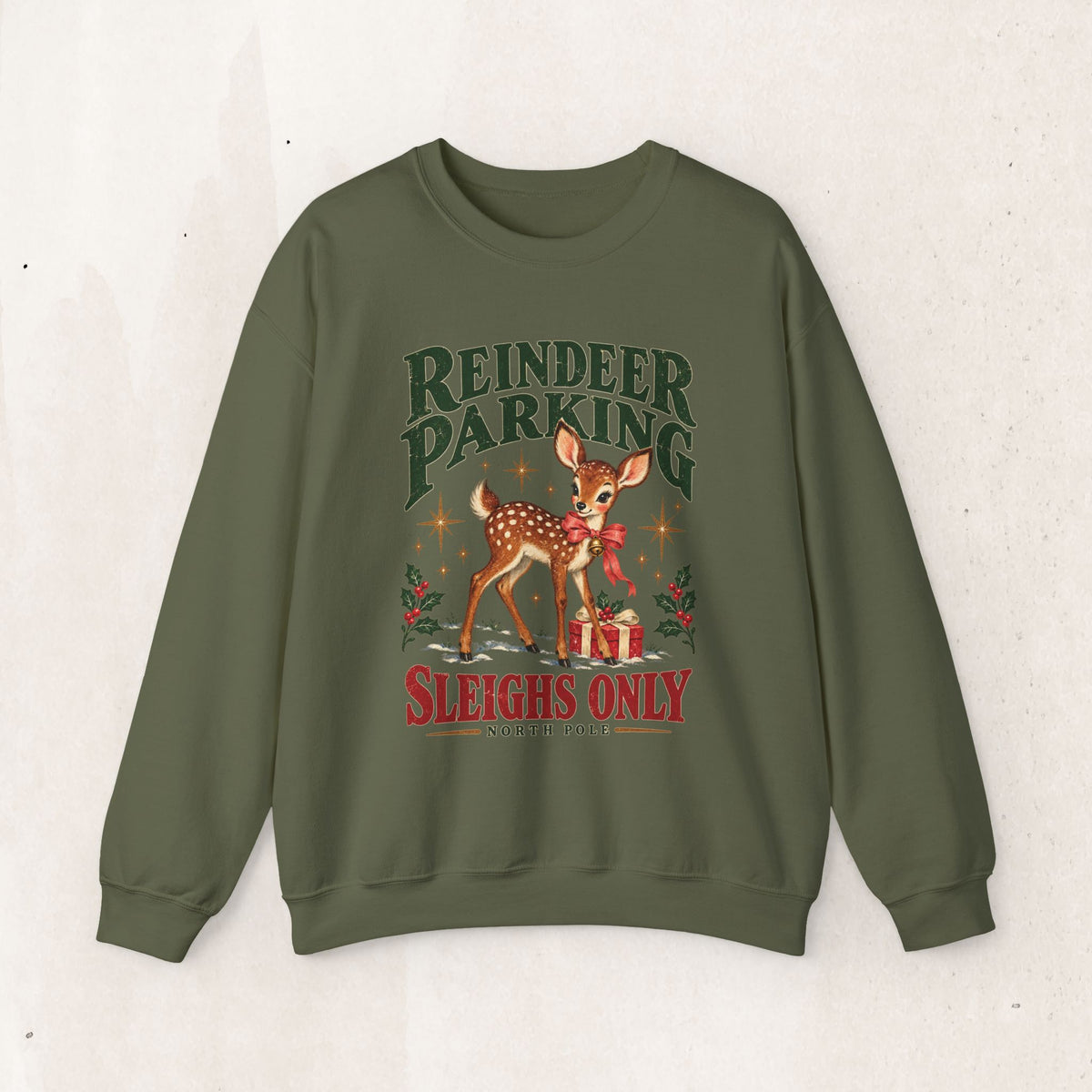 Reindeer Parking Sleighs Only Christmas sweatshirt