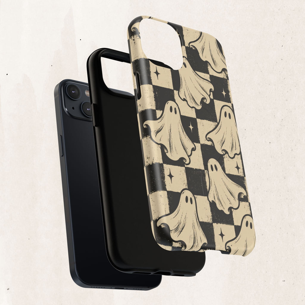 Ghost Checker Tough Magnetic Phone Case — Retro Spooky iPhone Cover Printify
