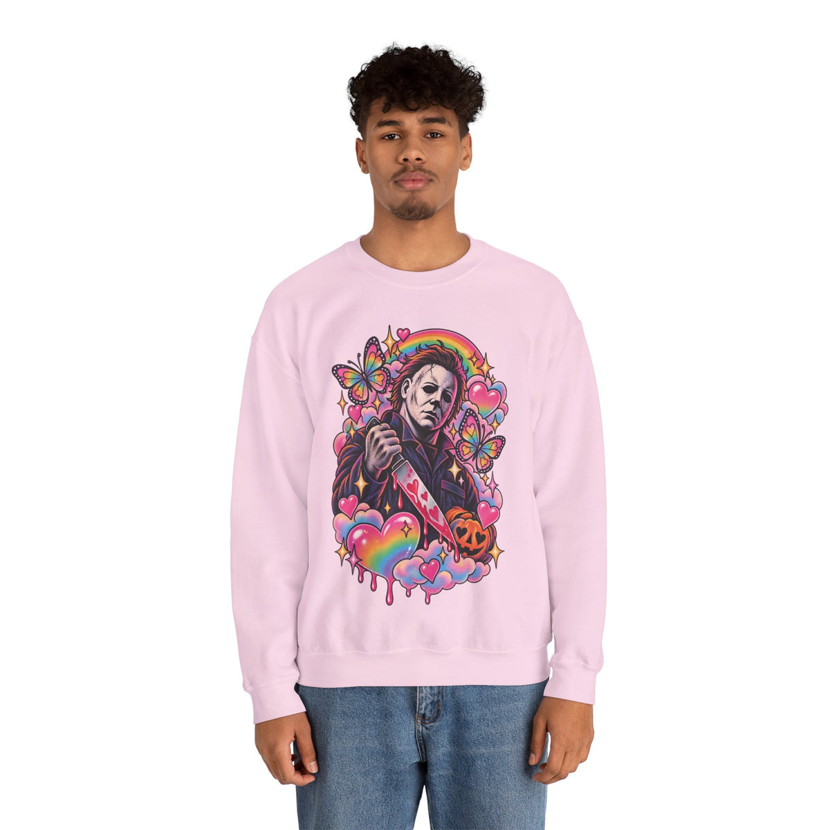 Colorful Michael Myers Horror Heart Crewneck