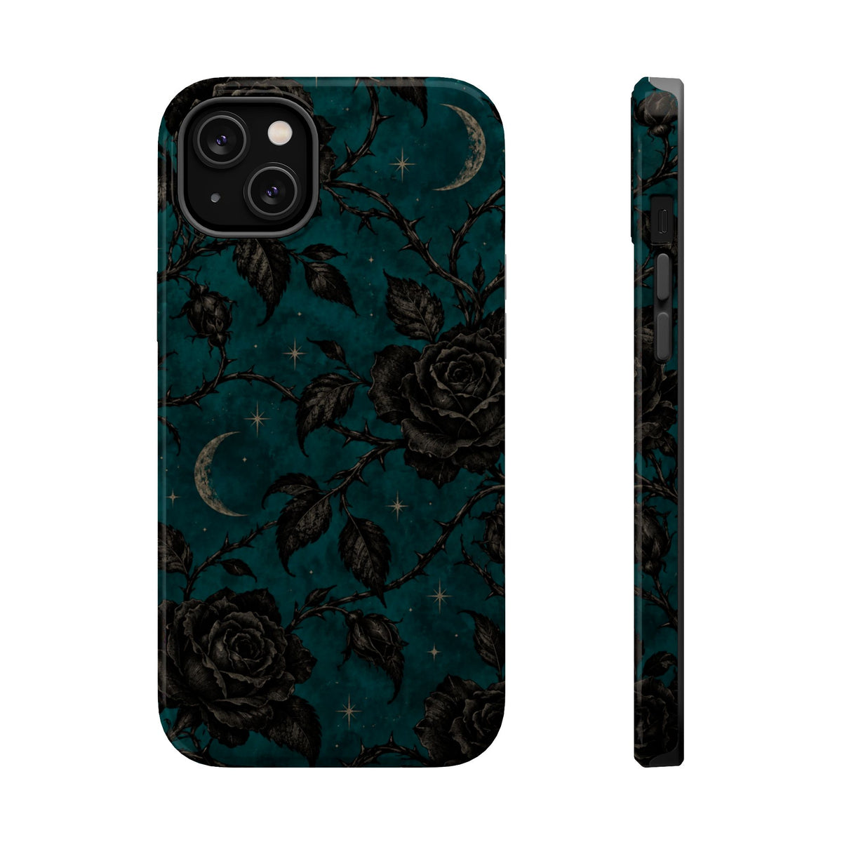 Teal Moon & Black Rose Magnetic Phone Case, alternate view