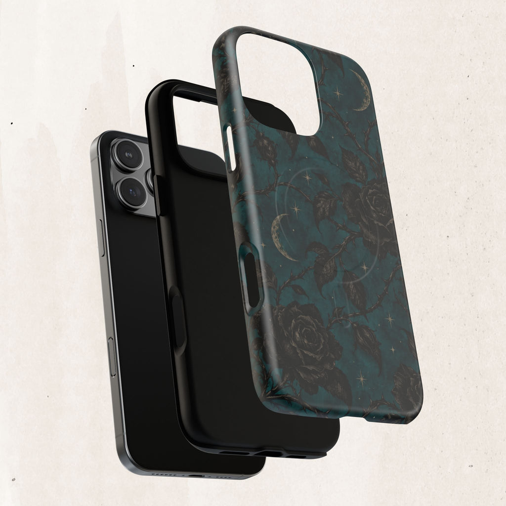 Teal Moon & Black Rose Tough Protective Case