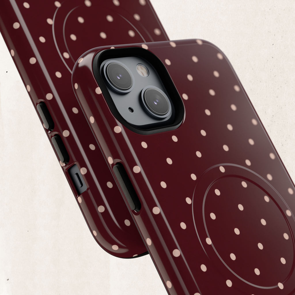 Burgundy Polka Dot Magnetic Phone Case Printify