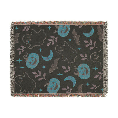 Halloween Ghost & Pumpkin Woven Blanket