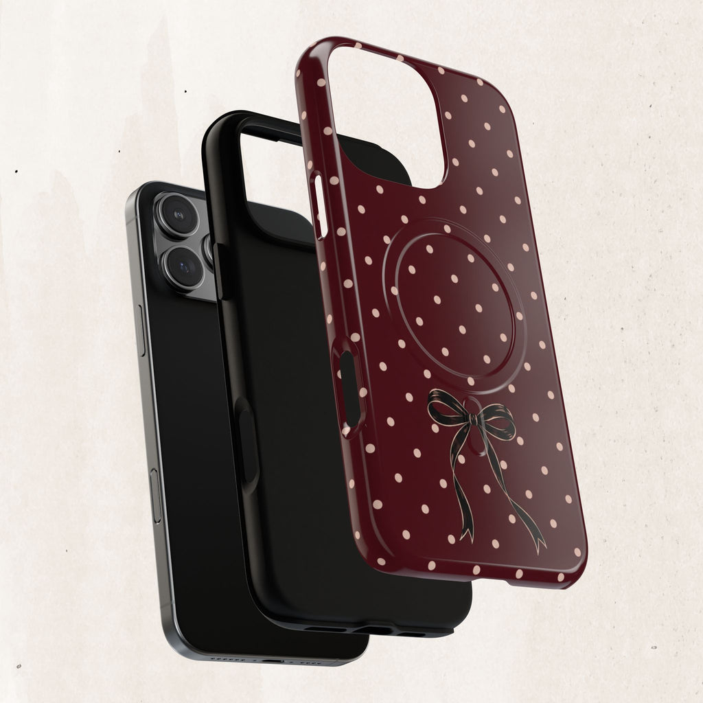 Burgundy Polka Dot Magnetic Phone Case Printify
