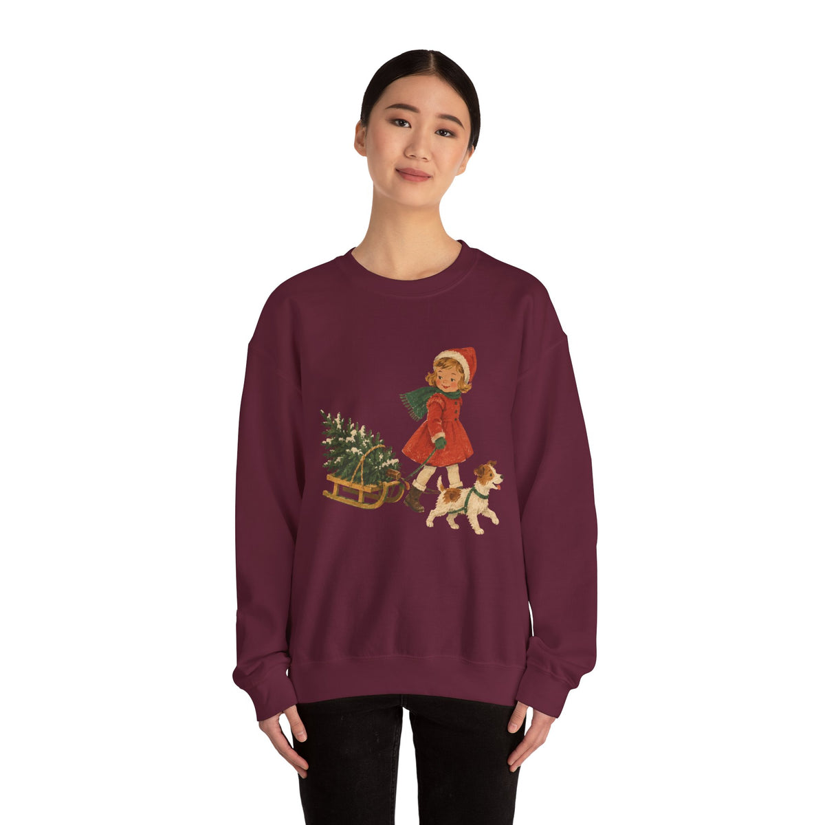 Vintage Christmas Girl and Puppy sweatshirt