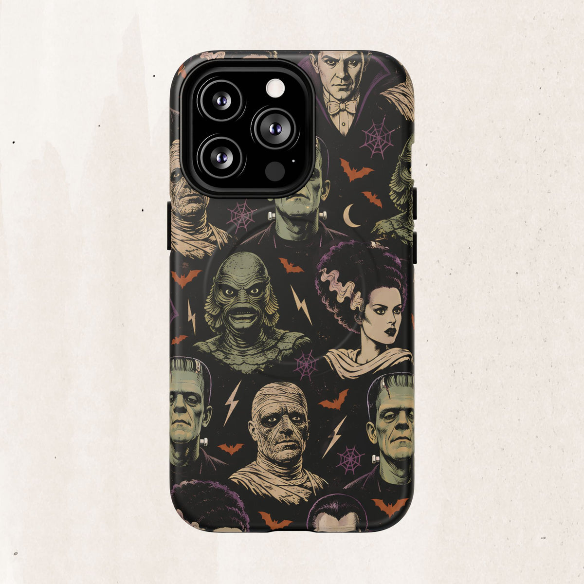 Monster Mash Magnetic Phone Case — Retro Classic Horror Collage