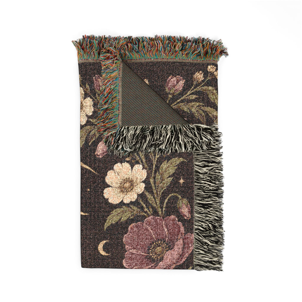 Celestial Moon and Floral Woven Blanket Printify