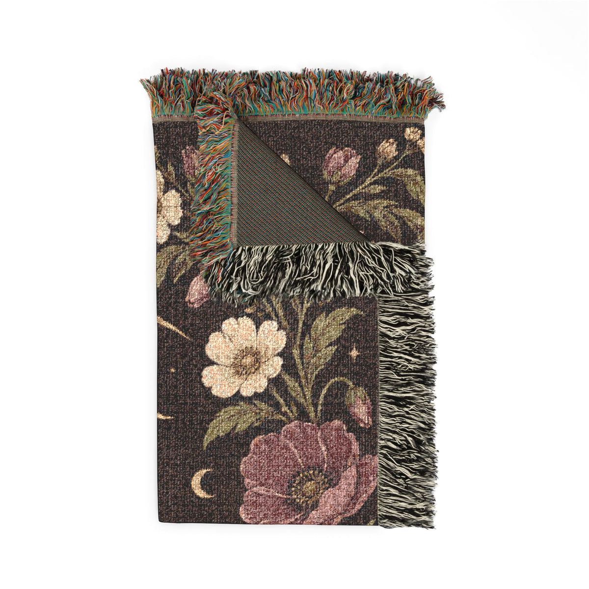 Celestial Moon and Floral Woven Blanket Printify