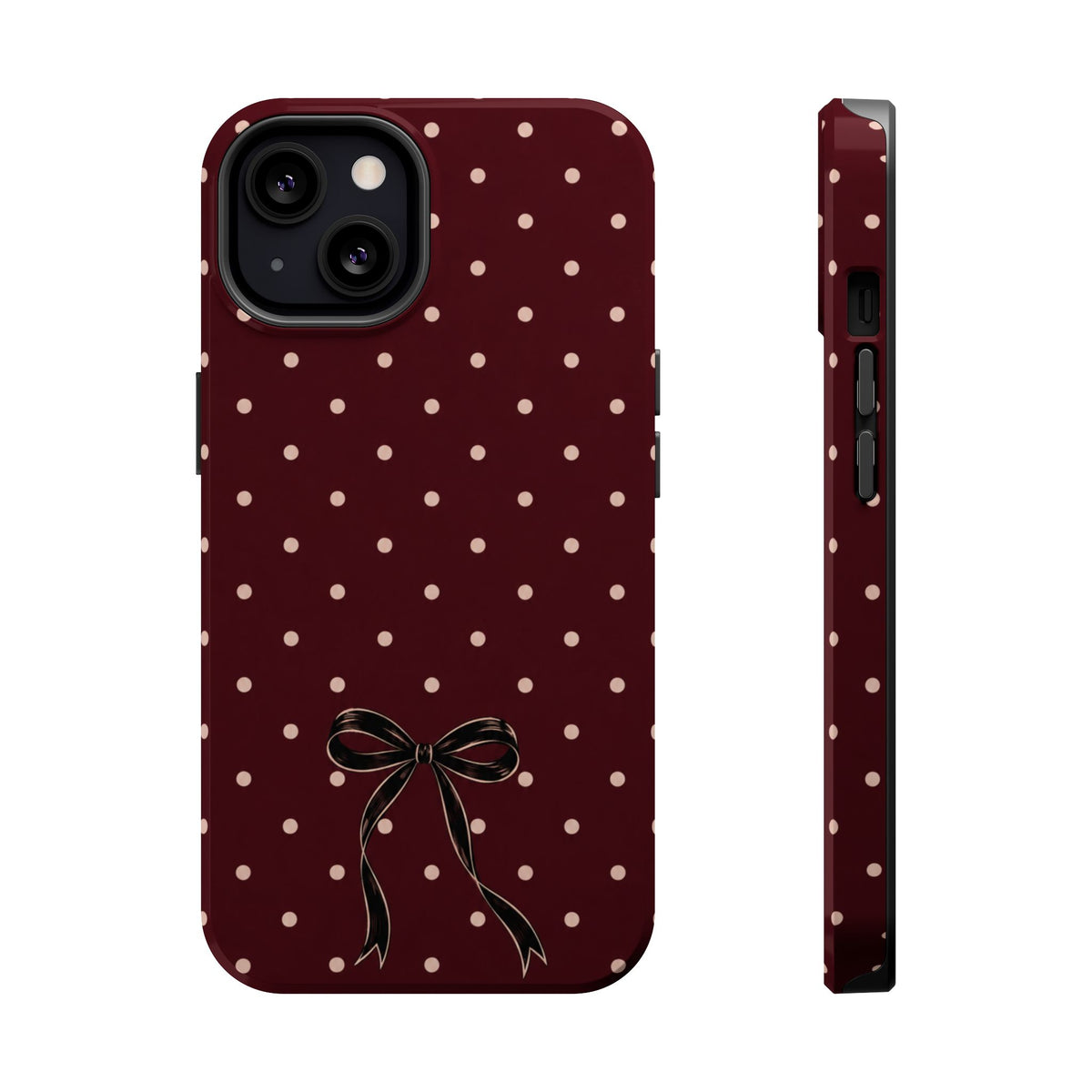 Burgundy Polka Dot Magnetic Phone Case, alternate view