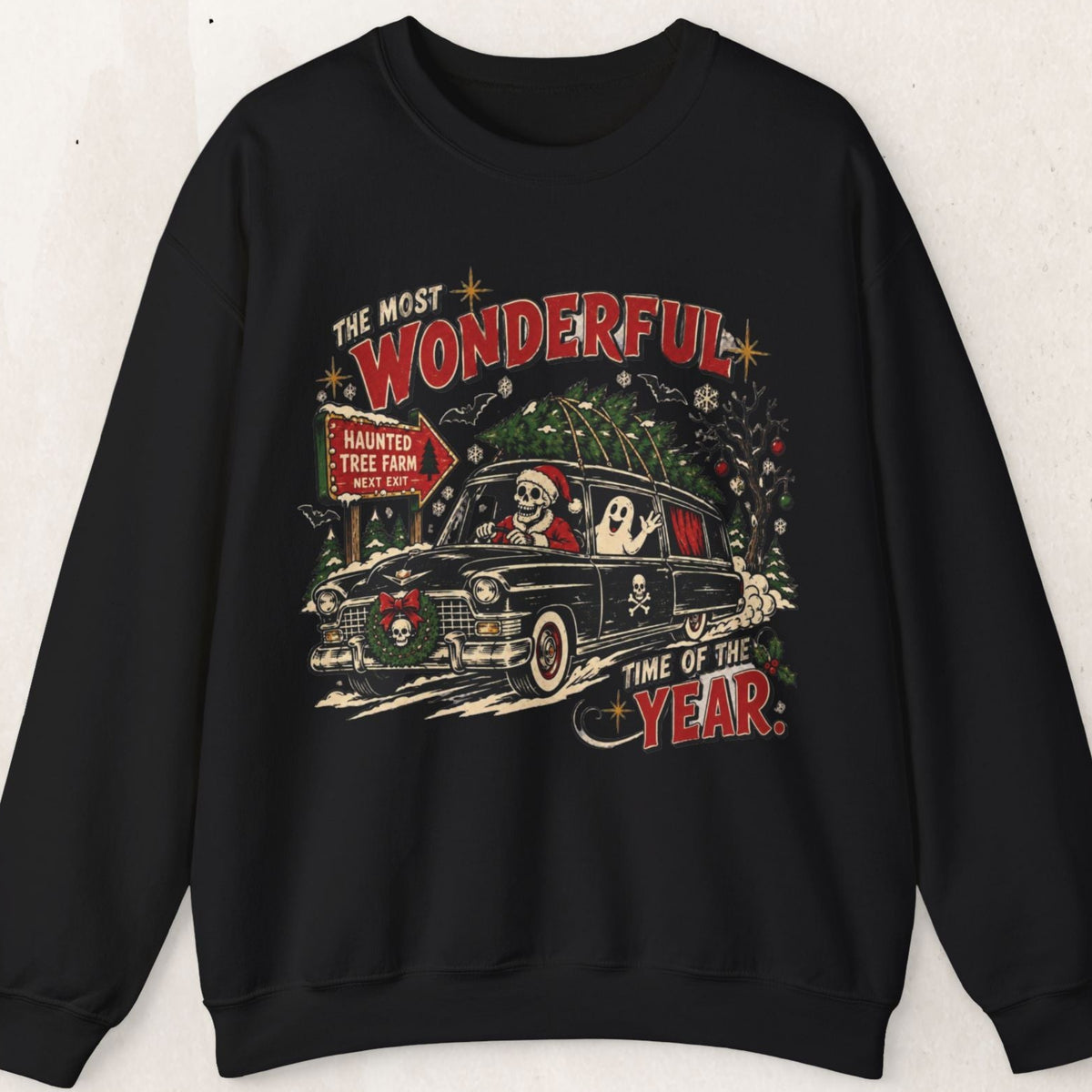 The Most Wonderful Time of the Year Sweatshirt, Vintage Christmas Car Crewneck