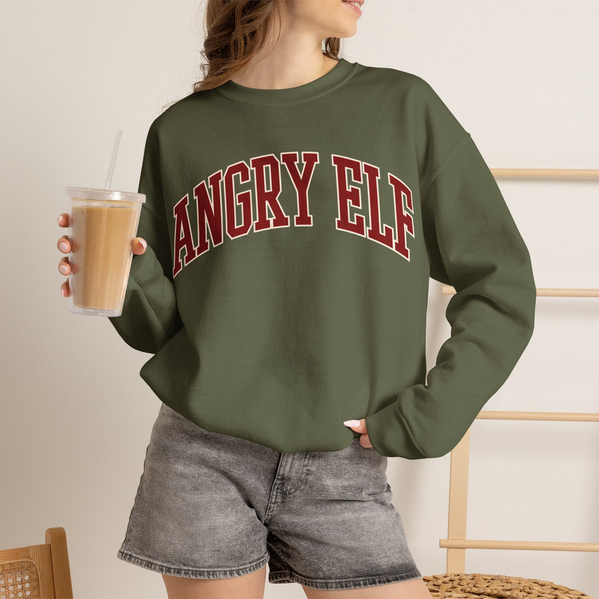 Angry Elf funny Christmas sweatshirt