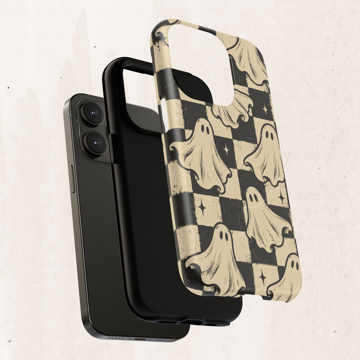 Ghost Checker Tough Magnetic Phone Case — Retro Spooky iPhone Cover Printify