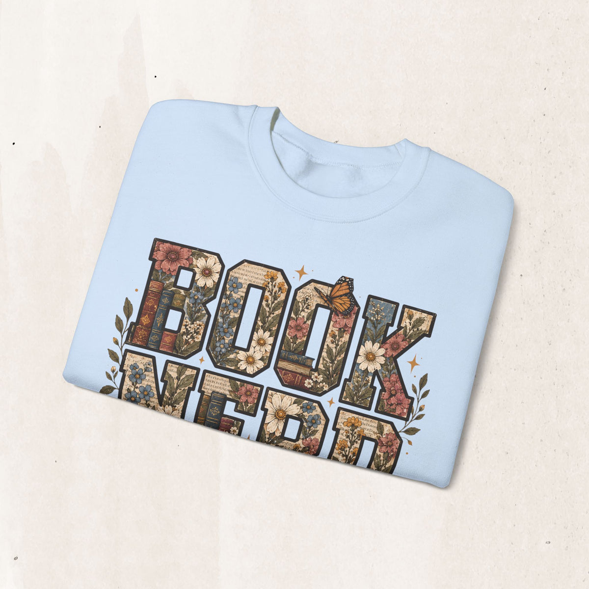 Floral Book Nerd Crewneck Sweatshirt