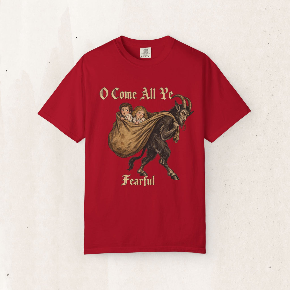 Vintage Krampus Christmas Tee – Red