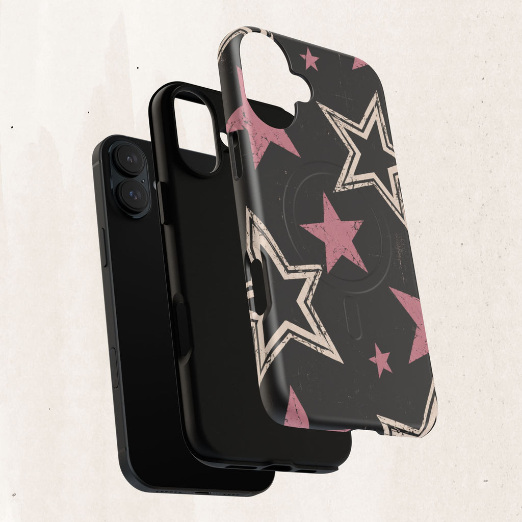 Magnetic Phone Case — Pink Retro Stars Tough Protective Cover Printify