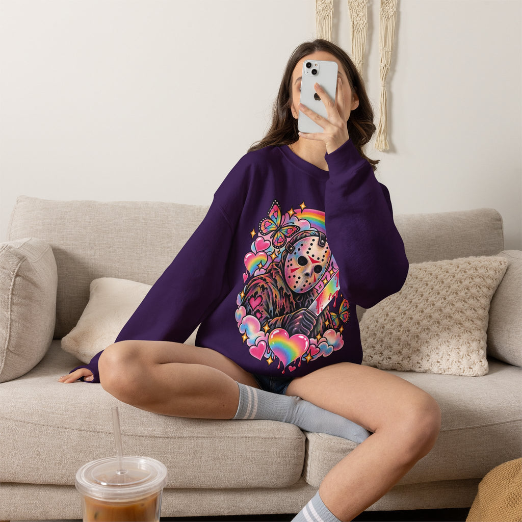 Jason Mask Rainbow Horror Crewneck Sweatshirt