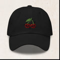 Cherry Skull Embroidered Dad Cap – Cute Goth Hat – Black