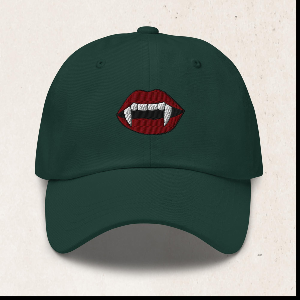 Vampire Fangs Embroidered Dad Hat – Spruce