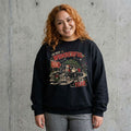 Model wearing The Most Wonderful Time of the Year Sweatshirt against a cement wall