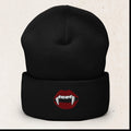 Vampire Fangs Embroidered Beanie – Black