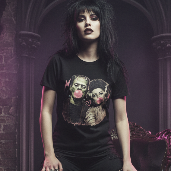 Frankenstein & Bride Bubblegum Vintage Tee in Black, alternate view