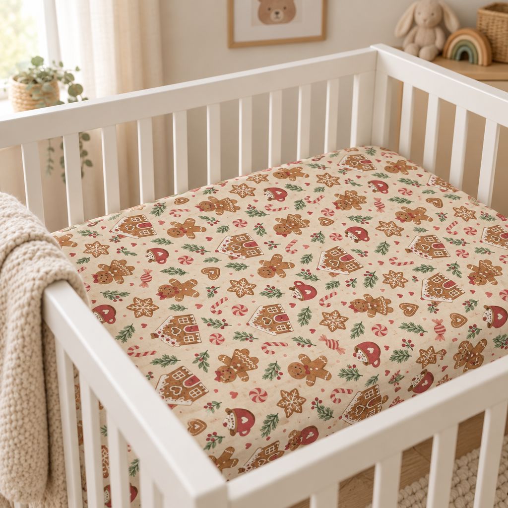 Gingerbread Holiday Fitted Crib Sheet – Christmas Nursery Bedding
