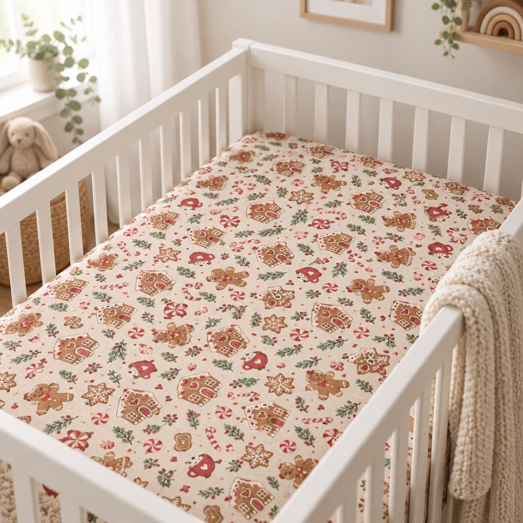 Gingerbread Holiday Fitted Crib Sheet, alternate view