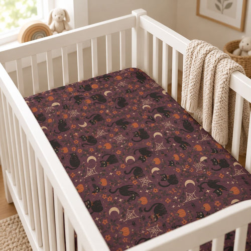 Autumn Night Cats Fitted Crib Sheet, alternate view
