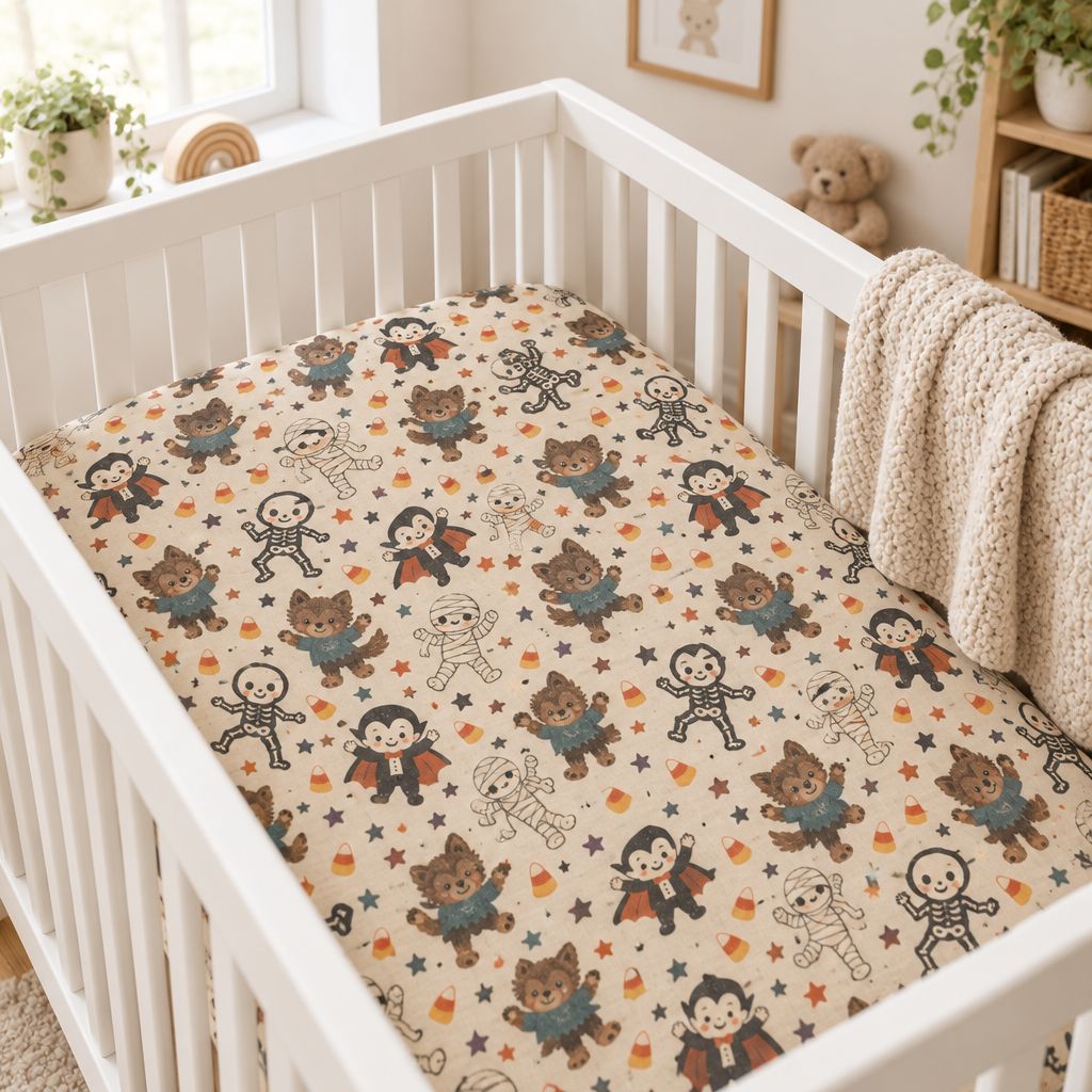 Halloween Friends Fitted Crib Sheet – Spooky Cute Nursery Bedding