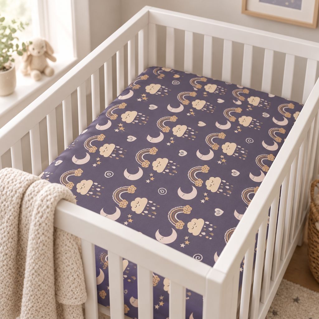 Moon & Rainbow Baby Crib Sheet, alternate view