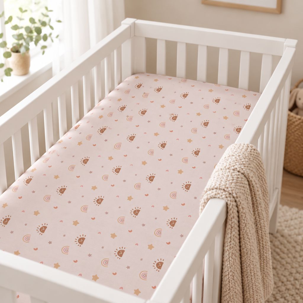 Neutral Boho Rainbow & Stars Fitted Crib Sheet