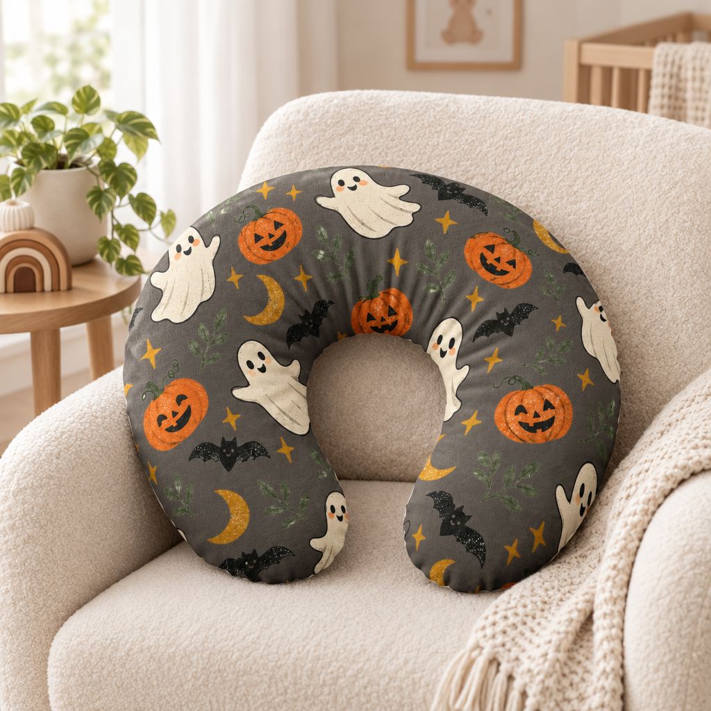 Ghosts, Pumpkins & Bats Nursing Pillow Cover – Halloween Nursery