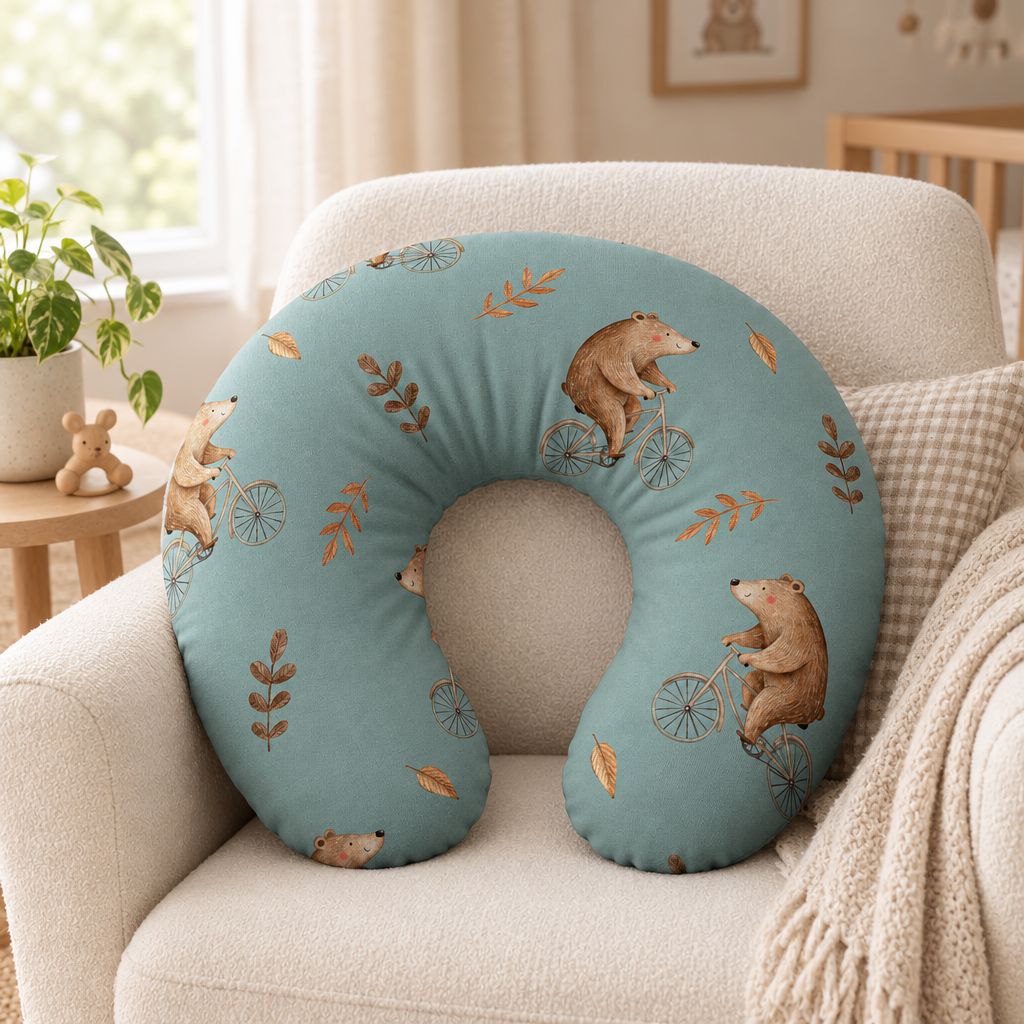 Bear Bicycle Nursing Pillow Cover