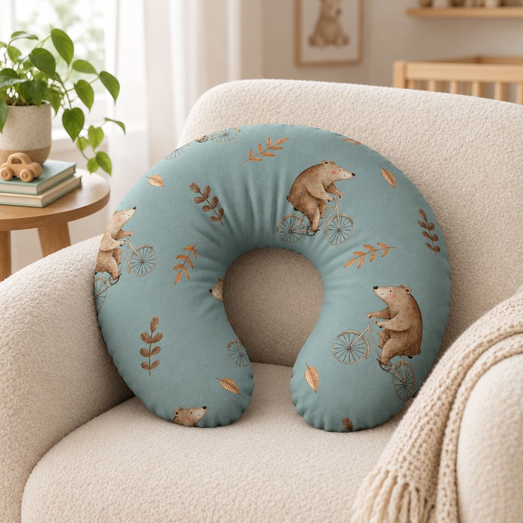 Bear Bicycle Nursing Pillow Cover, alternate view