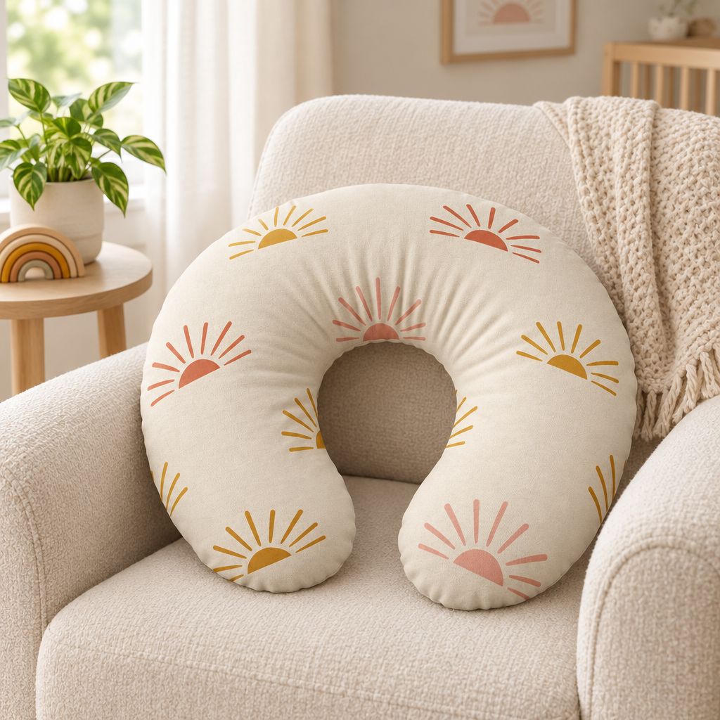 Neutral Sunburst Nursing Pillow Cover, alternate view
