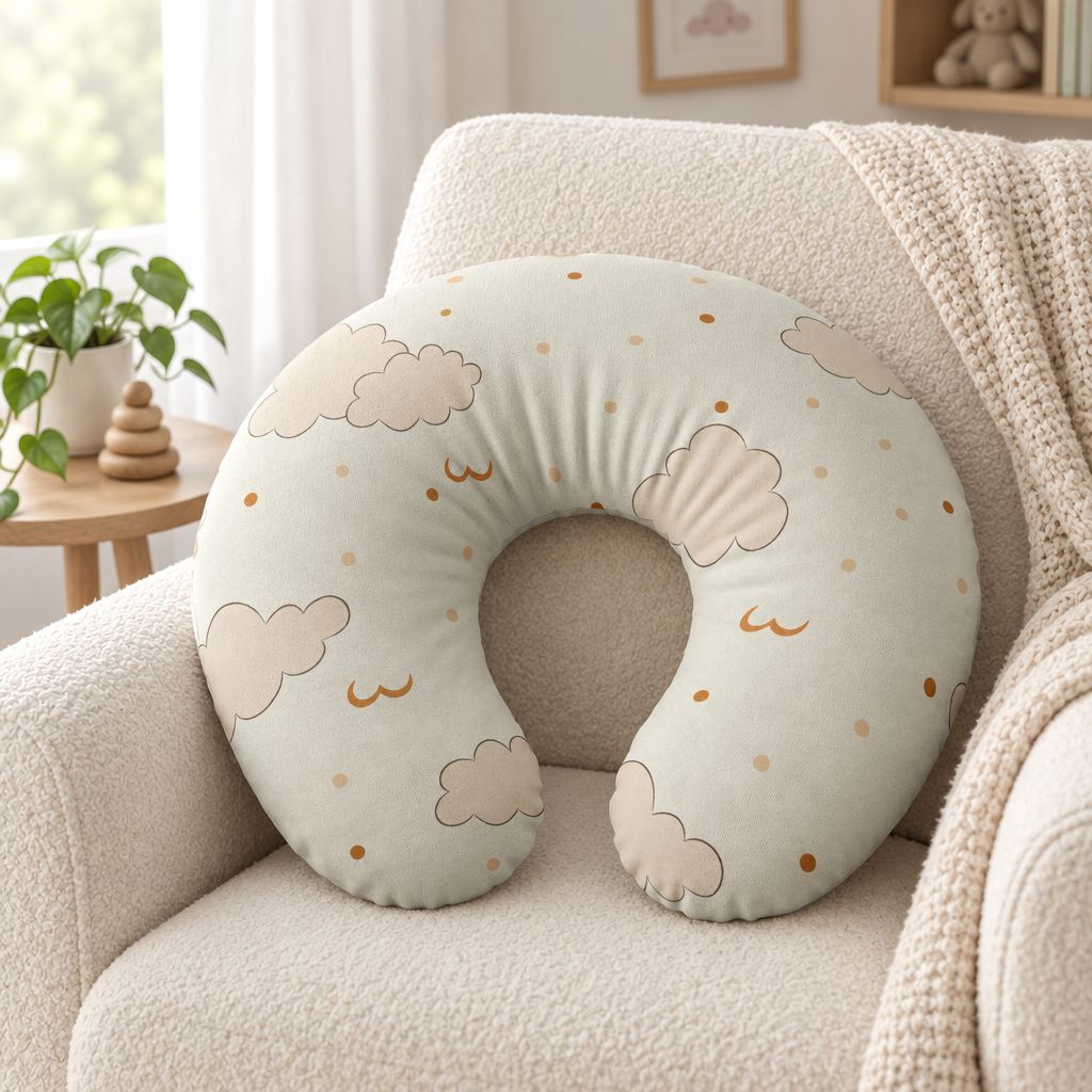 Neutral Cloud Nursing Pillow Cover, alternate view