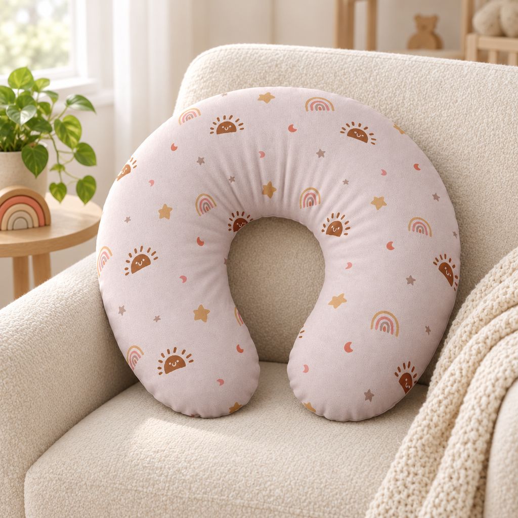 Blush Boho Rainbow Nursing Pillow Cover, alternate view