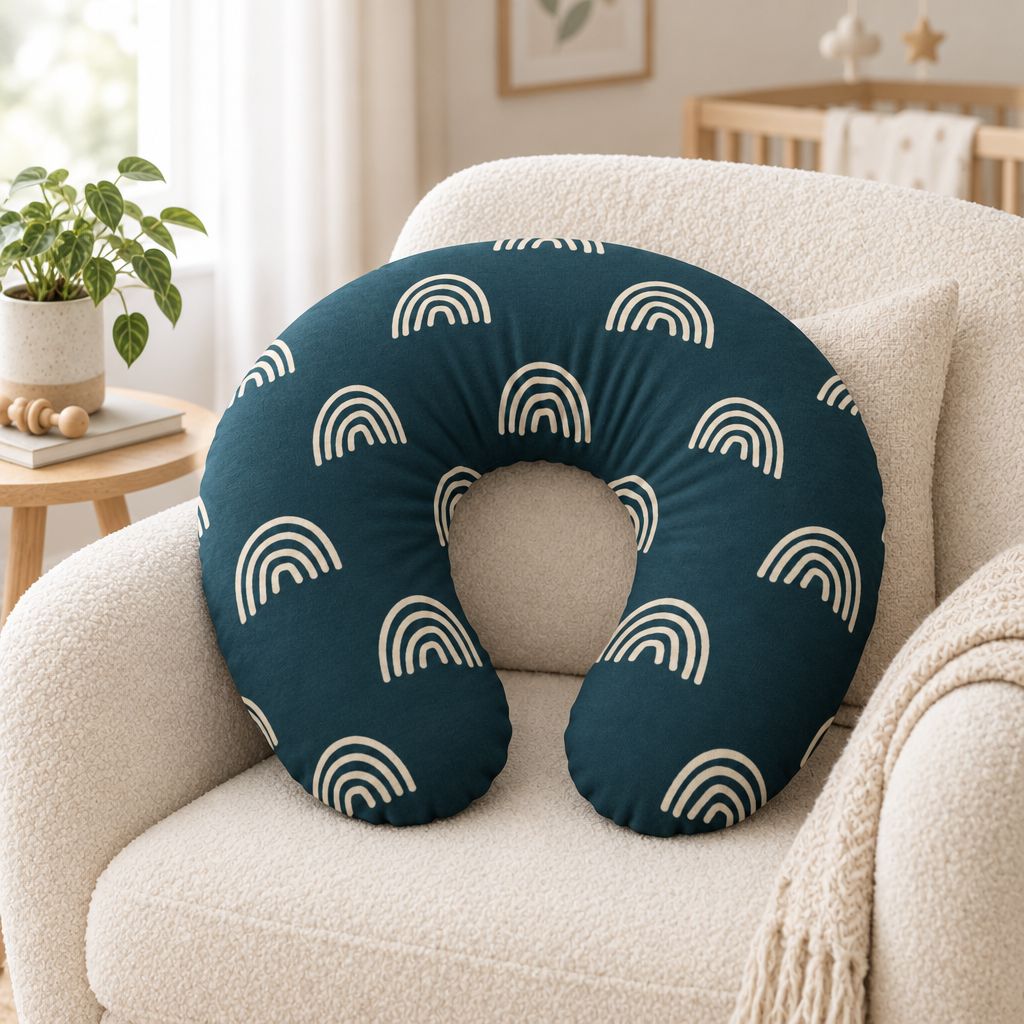 Navy Boho Rainbow Nursing Pillow Cover