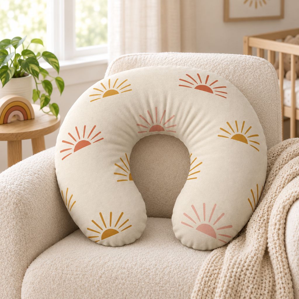 Neutral Sunburst Nursing Pillow Cover