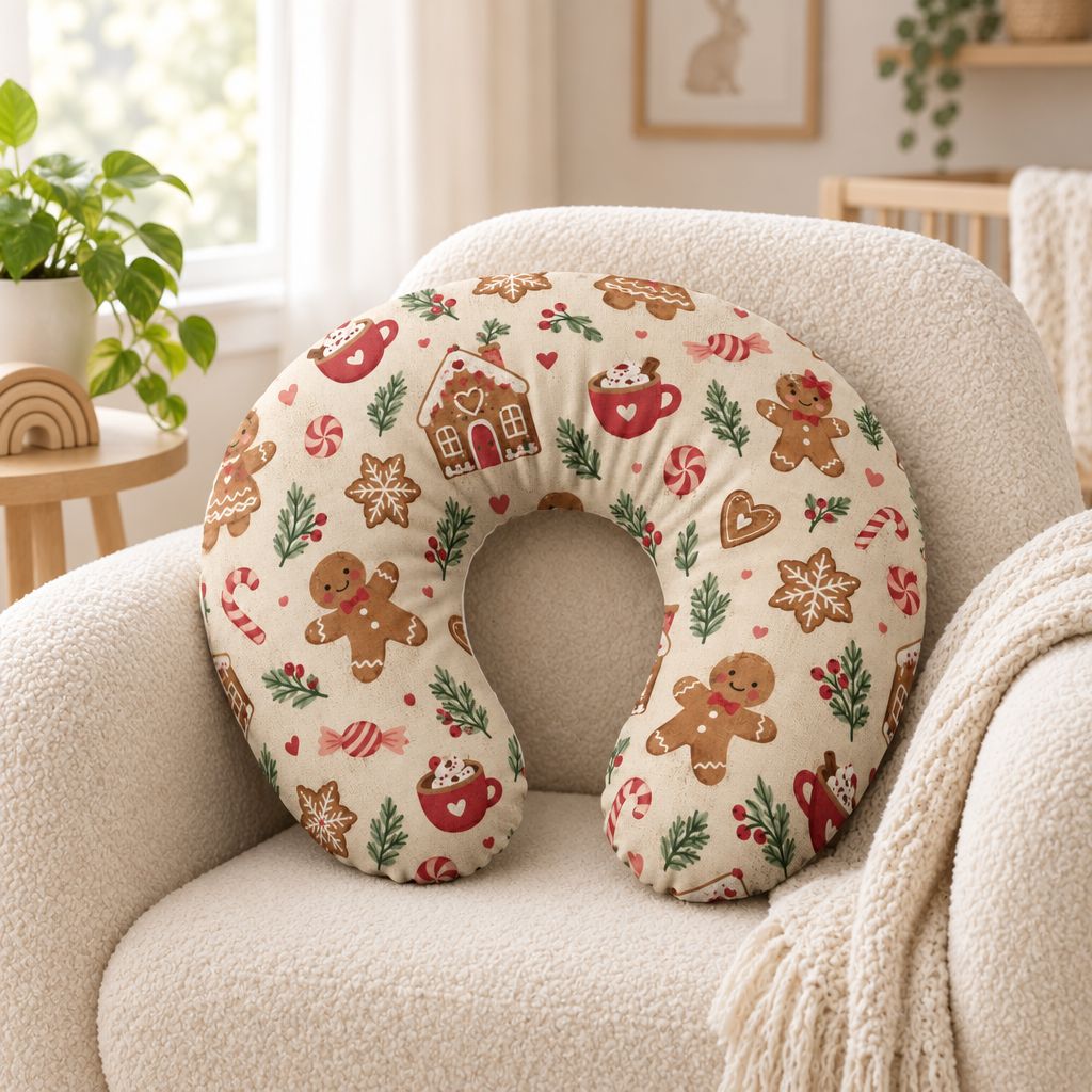 Gingerbread Christmas Nursing Pillow Cover, alternate view
