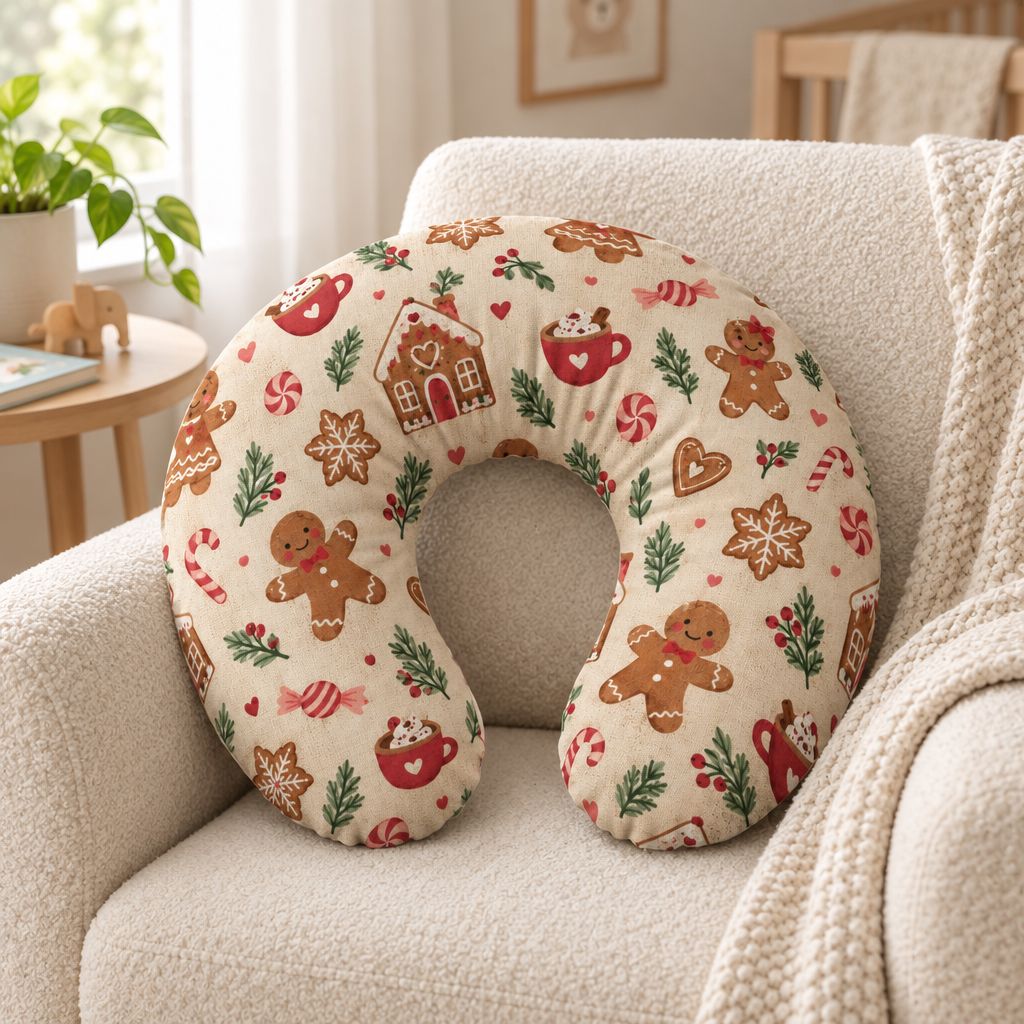 Gingerbread Christmas Nursing Pillow Cover