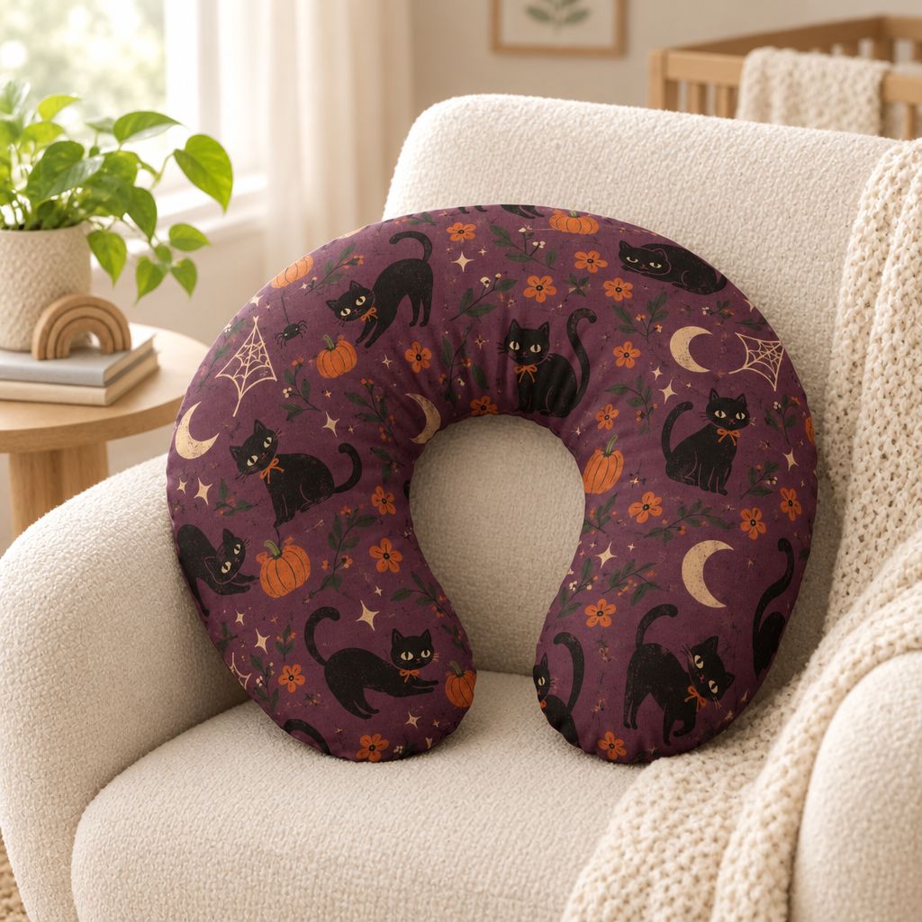 Halloween Black Cat Nursing Pillow Cover, alternate view