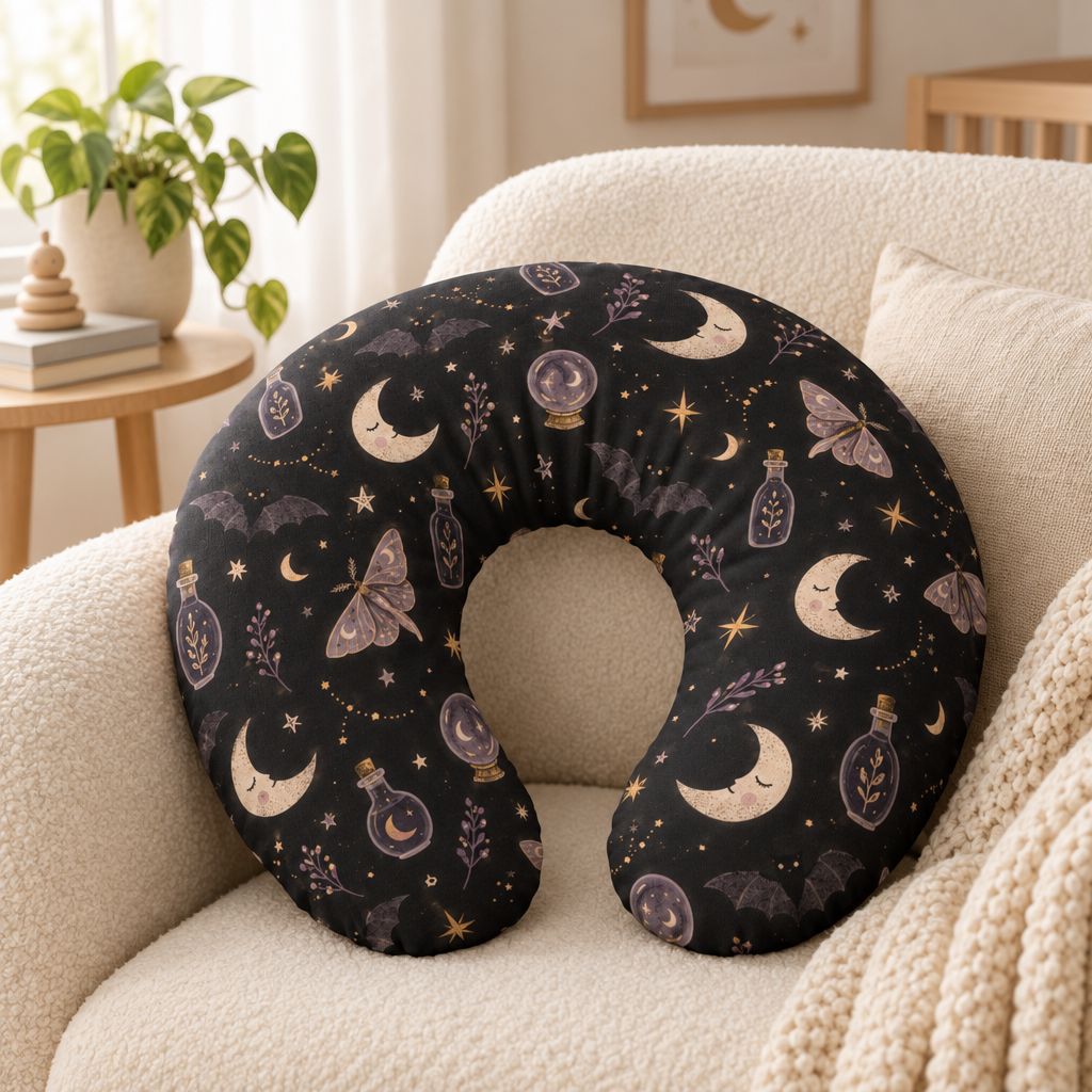 Celestial Moon & Moth Nursing Pillow Cover, alternate view