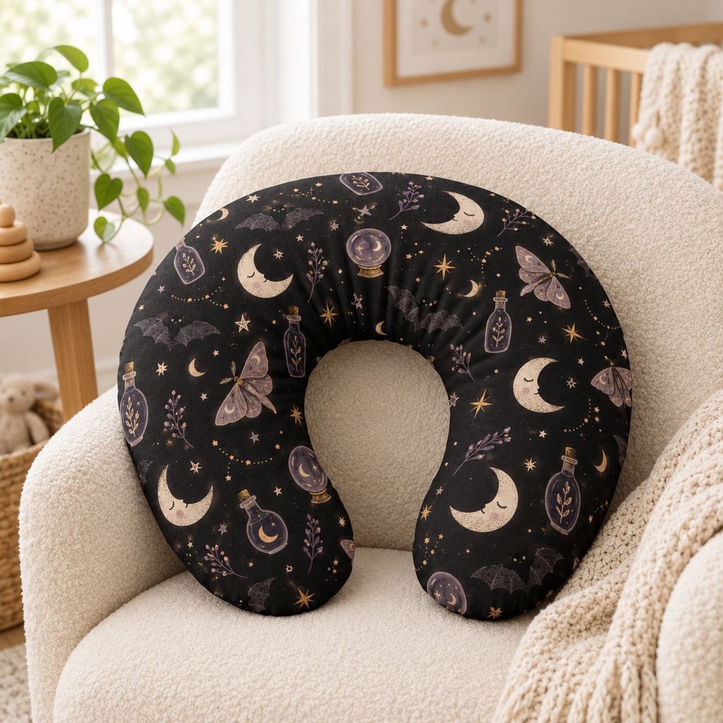 Celestial Moon & Moth Nursing Pillow Cover