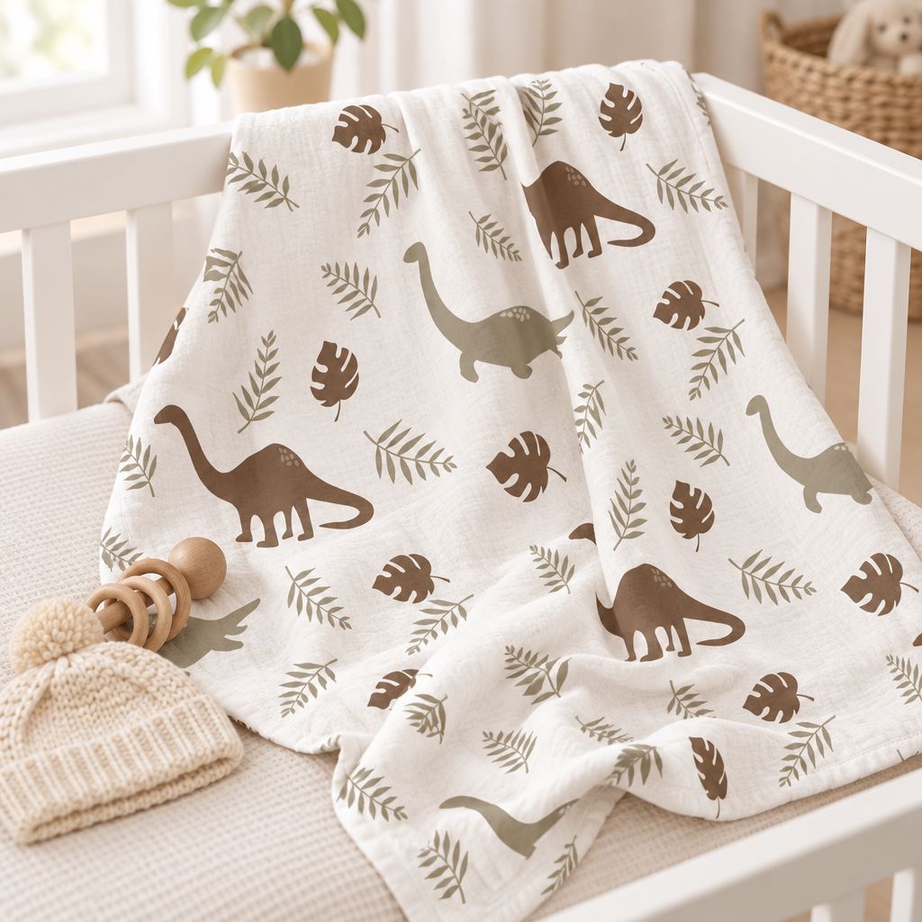 Dinosaur Baby Swaddle Blanket, alternate view