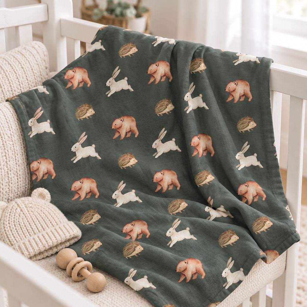 Woodland Animal Baby Swaddle Blanket