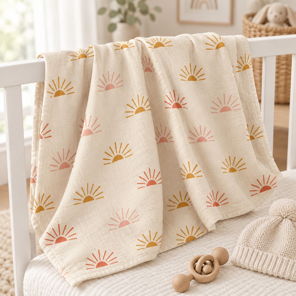 Boho Sunrise Baby Swaddle Blanket