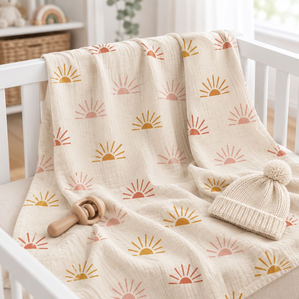 Boho Sunrise Baby Swaddle Blanket, alternate view