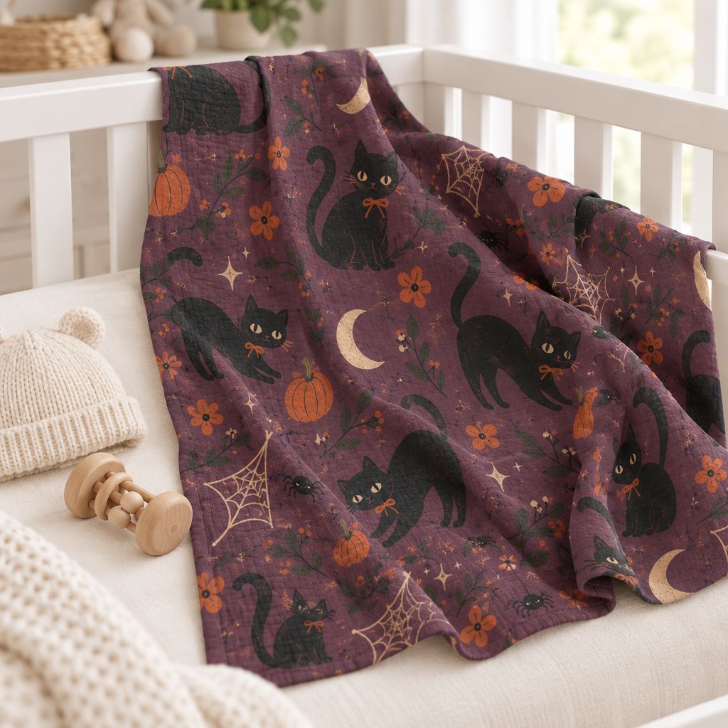 Halloween Black Cats Baby Swaddle Blanket