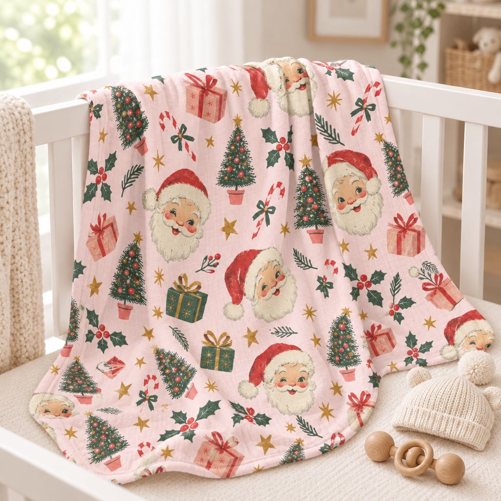 Christmas Santa Baby Swaddle Blanket, alternate view
